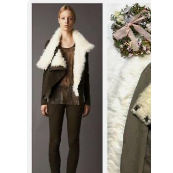 Aeropostale jacket 87 Moto jacket olive green Sherpa faux fur size Small zipper - Picture 16 of 16